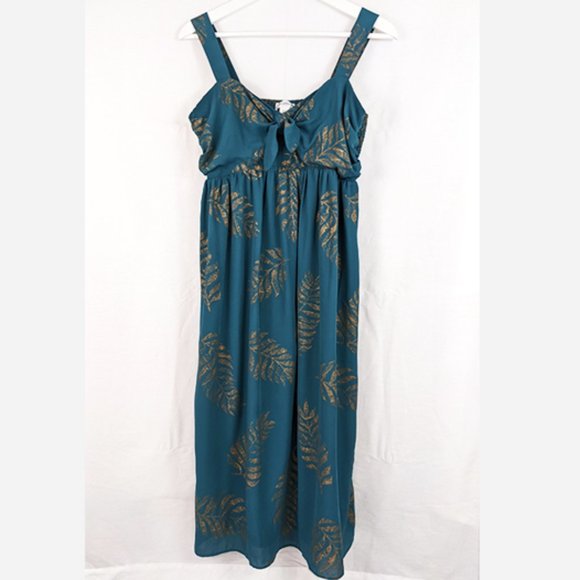 Gold Palm Leaf Maternity Dress Size S - Picture 1 of 7